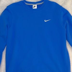 men’s nike royal blue “ nike solo swoosh” crewneck sweatshirt size large/L